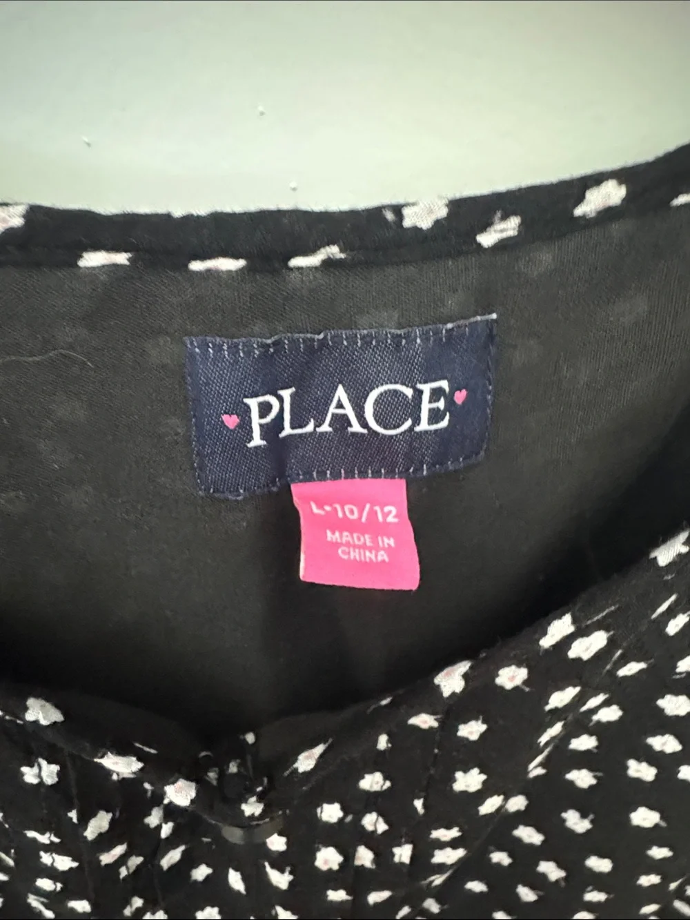 Girls Children’s Place TCP Flower Dress Black White Large 10/12